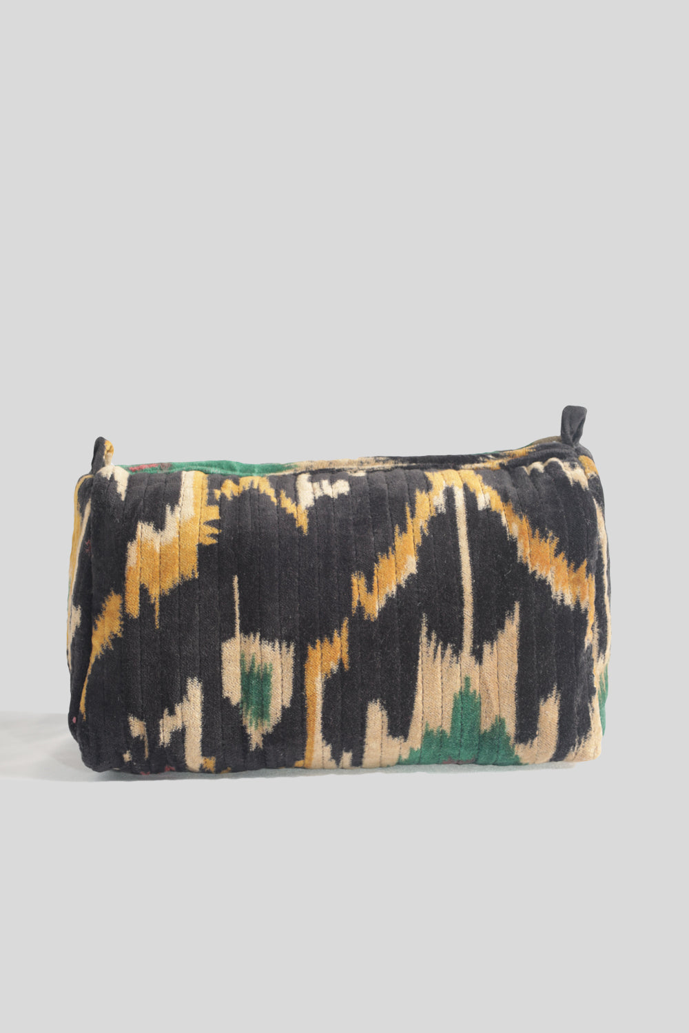 Neceser de terciopelo Quilted Negro Estampado Mediano