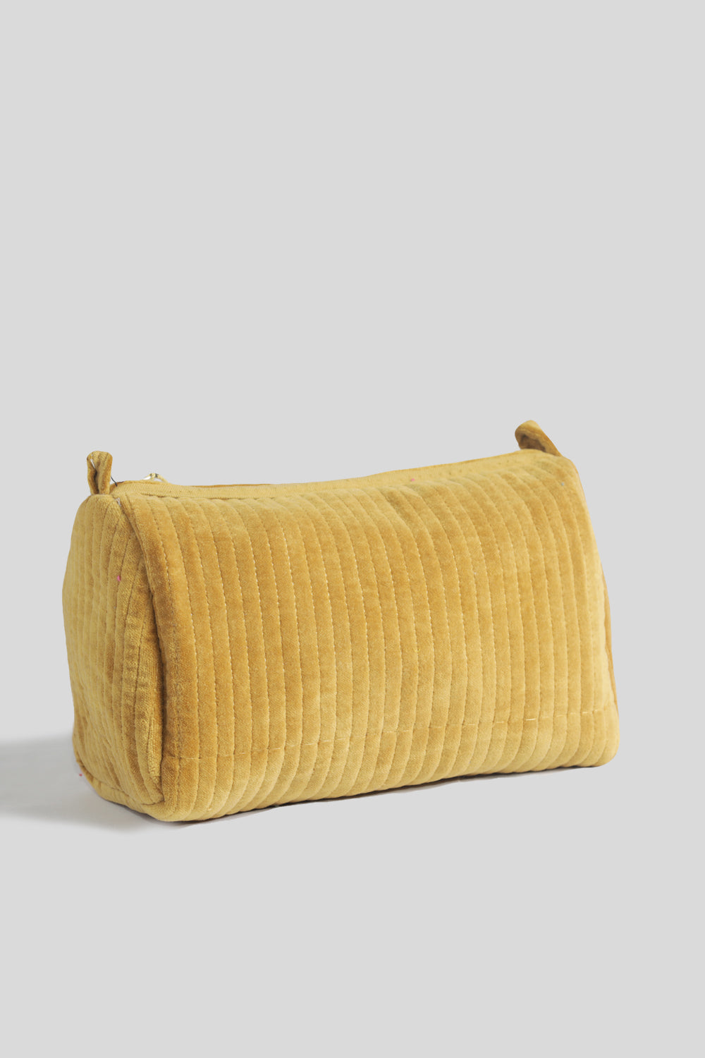 Neceser de terciopelo Quilted Mostaza Pequeño