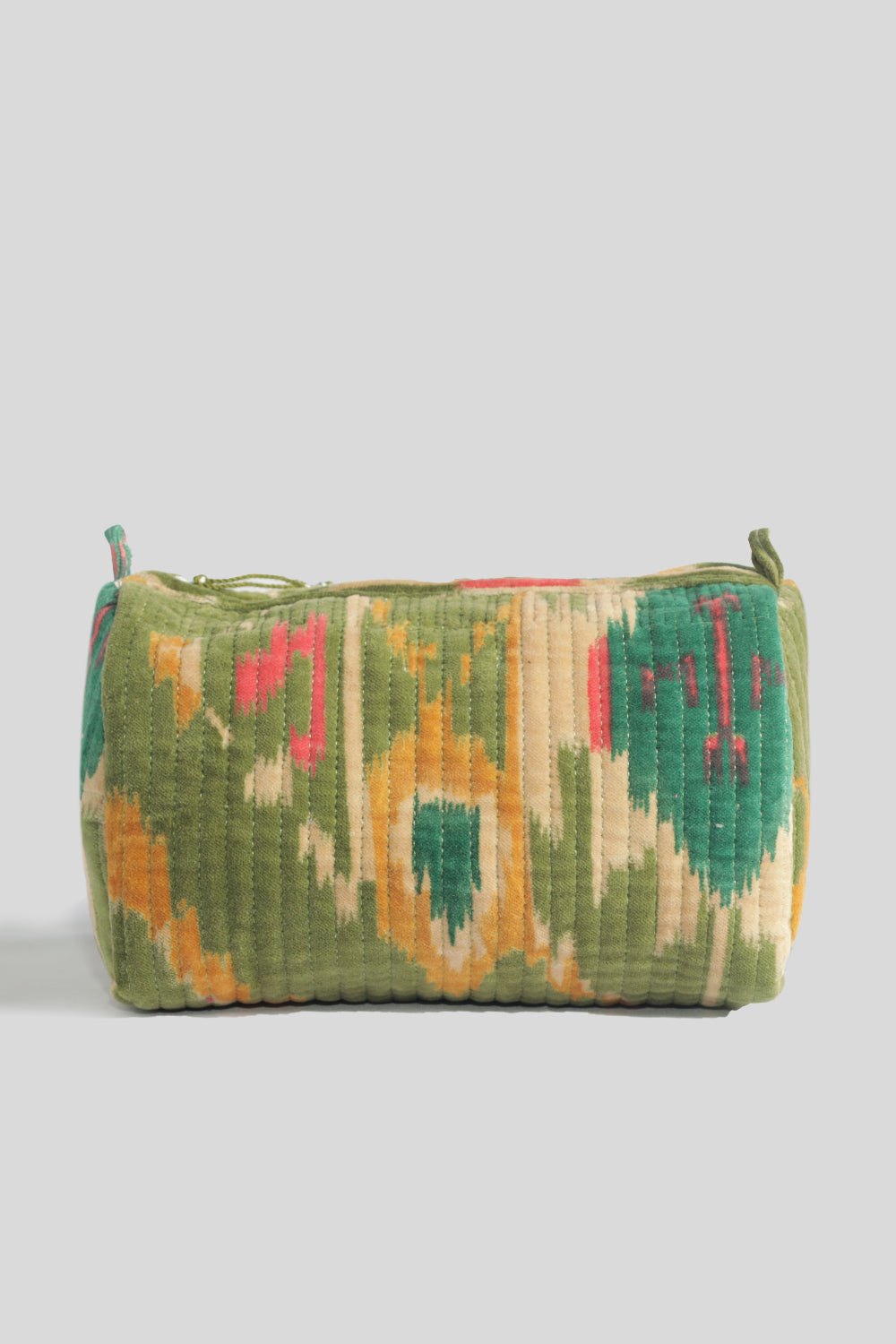 Neceser de terciopelo Quilted Verde Estampado Mediano