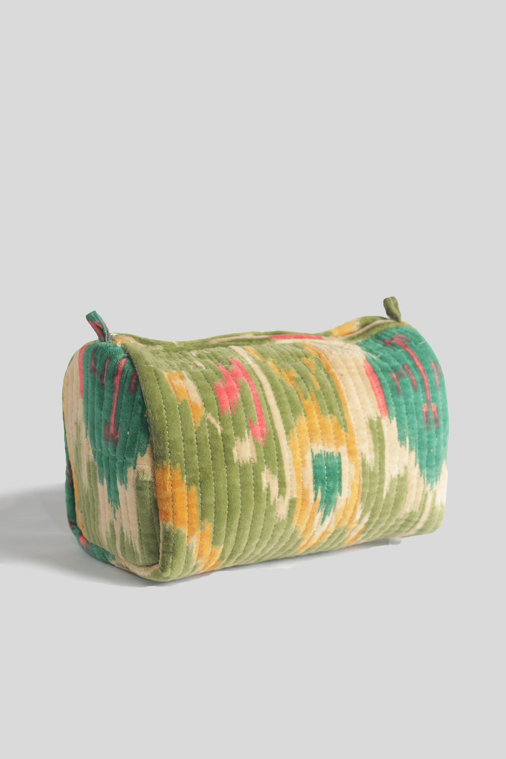 Neceser de terciopelo Quilted Verde Estampado Mediano