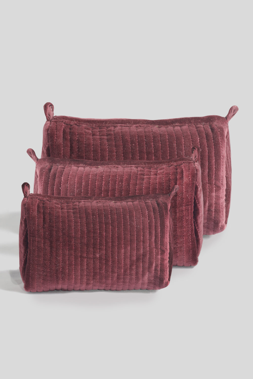 Neceser de terciopelo Quilted Burdeos Pequeño
