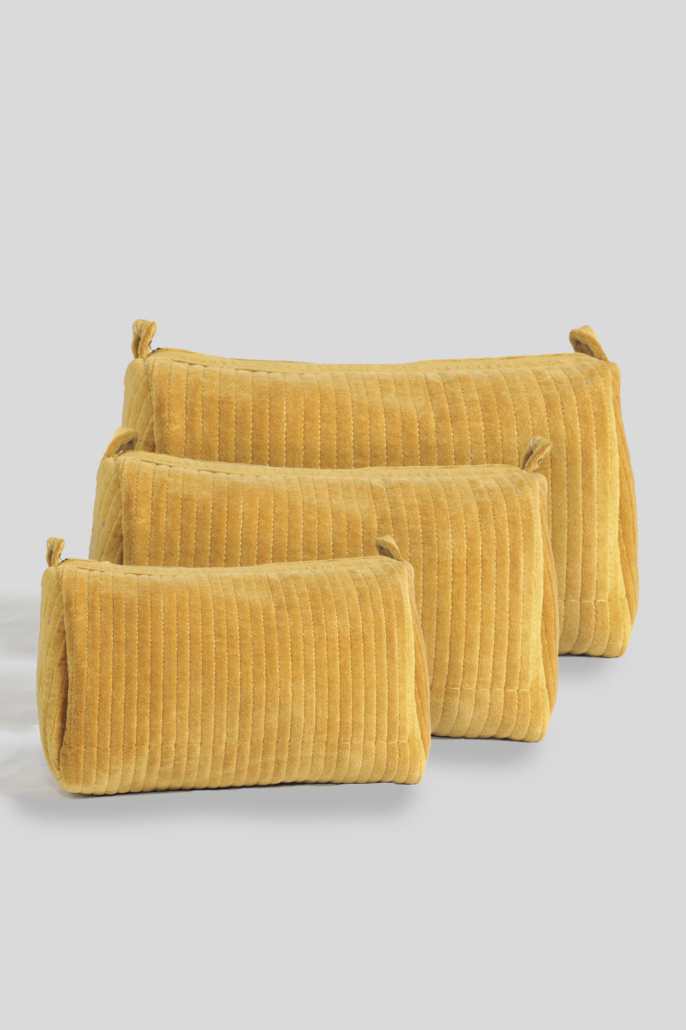 Neceser de terciopelo Quilted Mostaza Pequeño