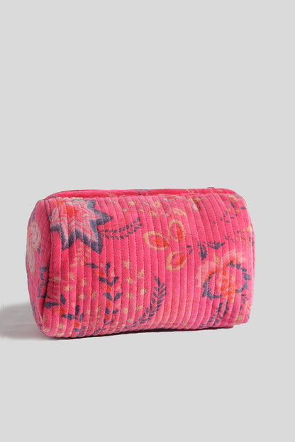 Neceser de terciopelo Quilted Rosa Pequeño